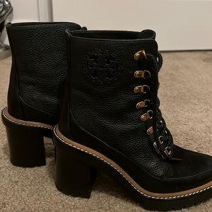 Black leather booties